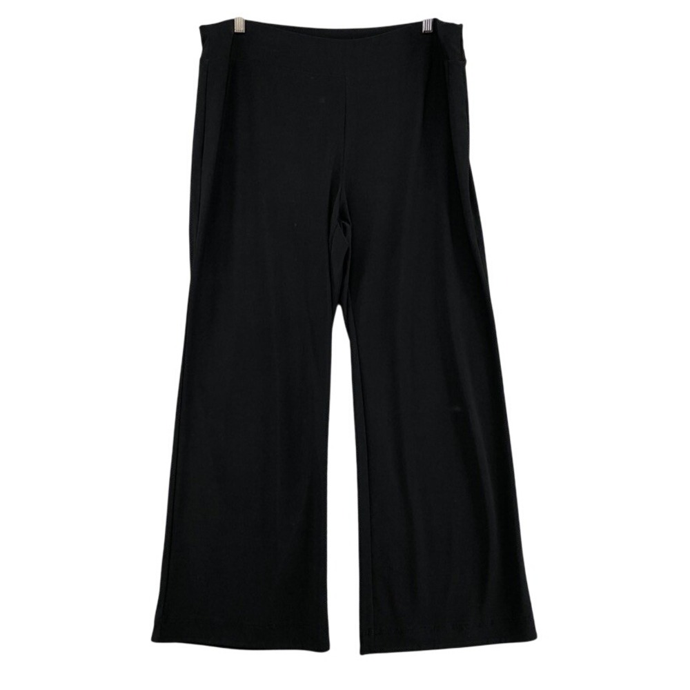 White House Black Market Wide Leg Pants Womens L Black Stretch Pull On Career